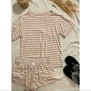 LOFT super soft stripe pajama short set